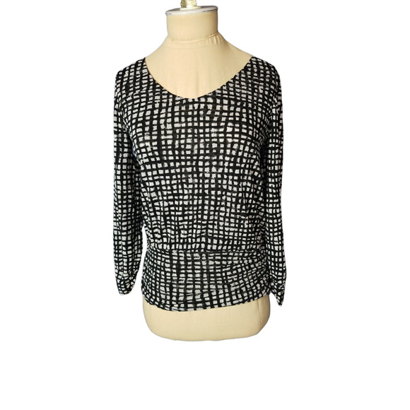 Pendeleton Black and White Stretch Long Sleeve Blouse Size Small - Picture 1 of 3